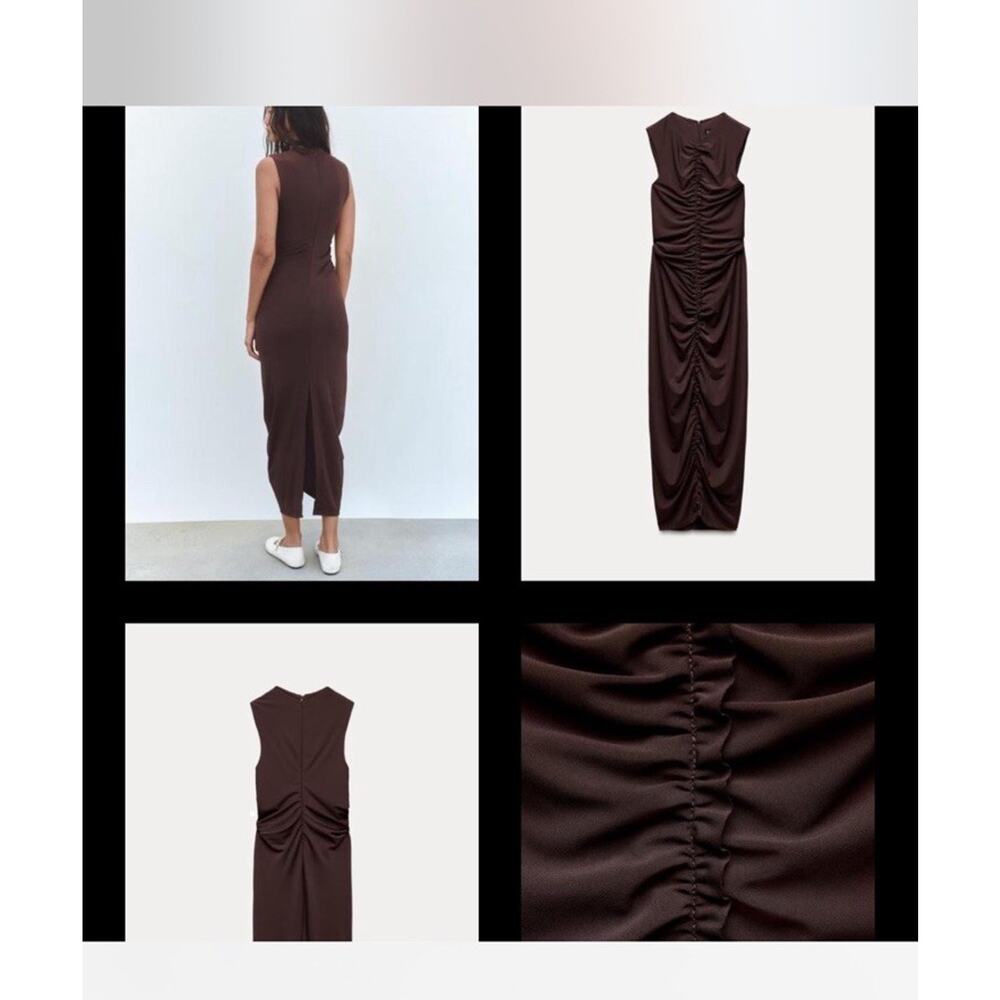 ZARA CENTRAL RUFFLED MIDI DRESS- BRAND NEW WITH TAG - SIZE XS - Picture 4 of 8